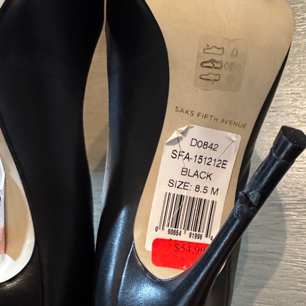Saks Fifth Avenue Black Heels with Silver Accents - Picture 5 of 6